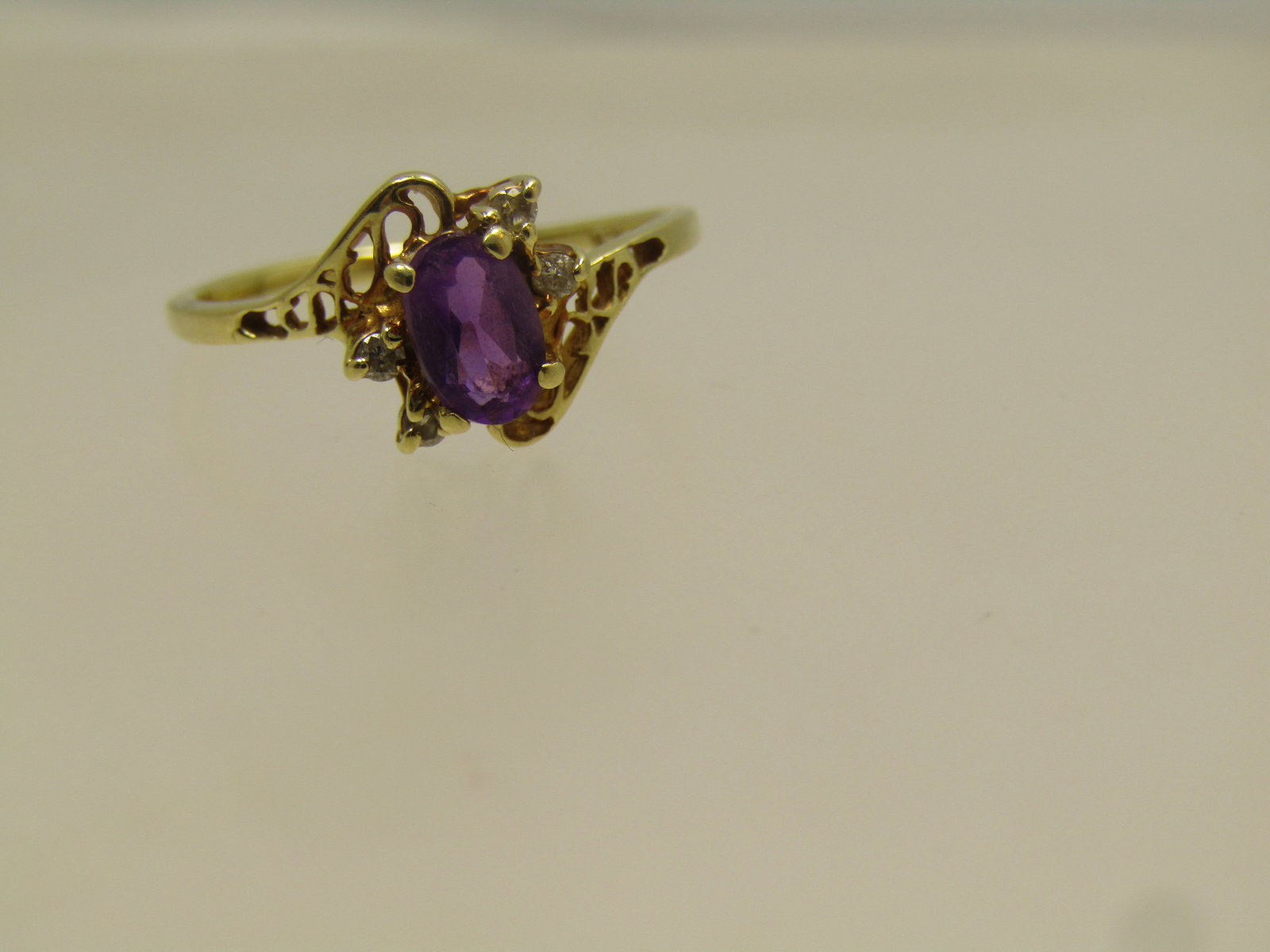 Vintage 14kt Amethyst Diamond Ring , Sz 6.25 1960's-1970's, Signed GLN (1 of 8)