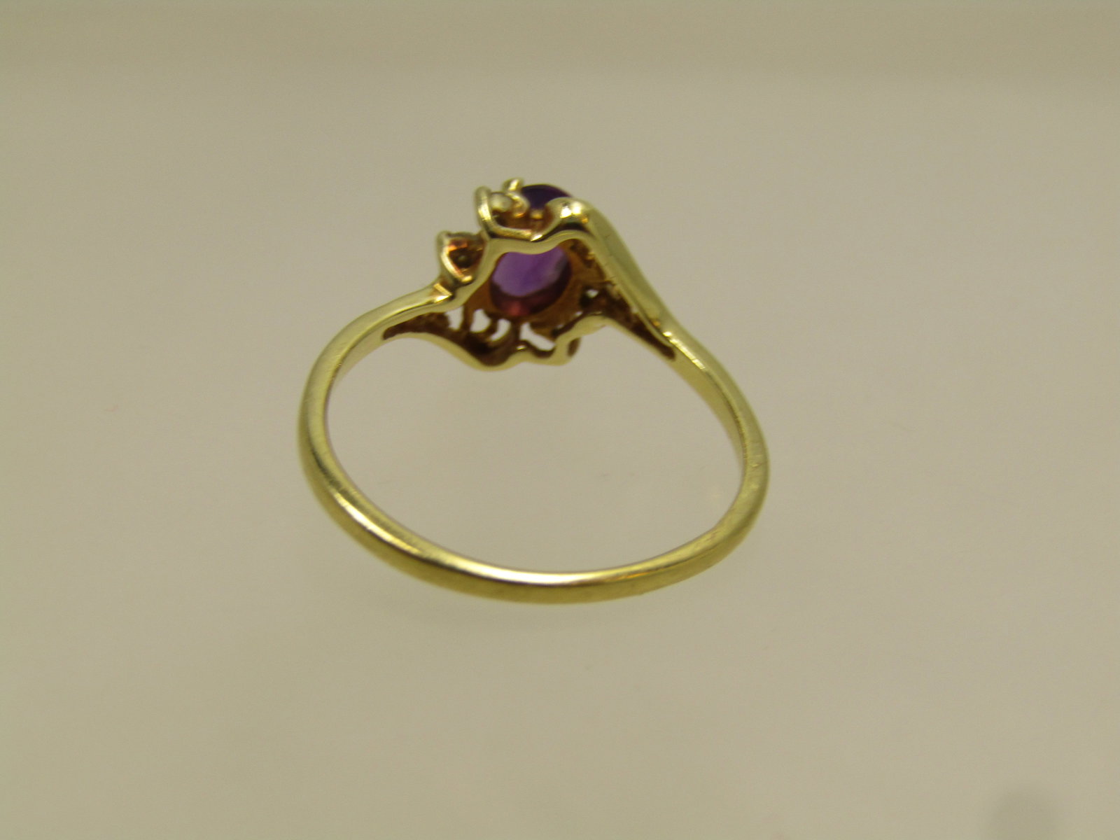 Vintage 14kt Amethyst Diamond Ring , Sz 6.25 1960's-1970's, Signed GLN - 5
