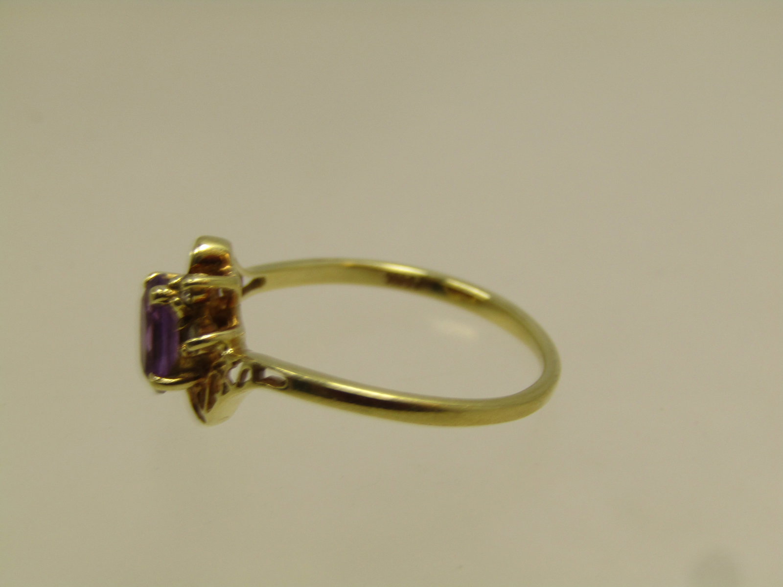 Vintage 14kt Amethyst Diamond Ring , Sz 6.25 1960's-1970's, Signed GLN - 7
