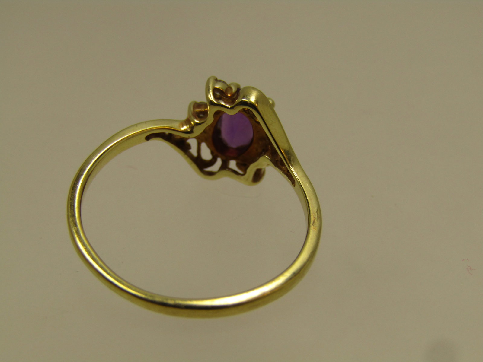 Vintage 14kt Amethyst Diamond Ring , Sz 6.25 1960's-1970's, Signed GLN - 8