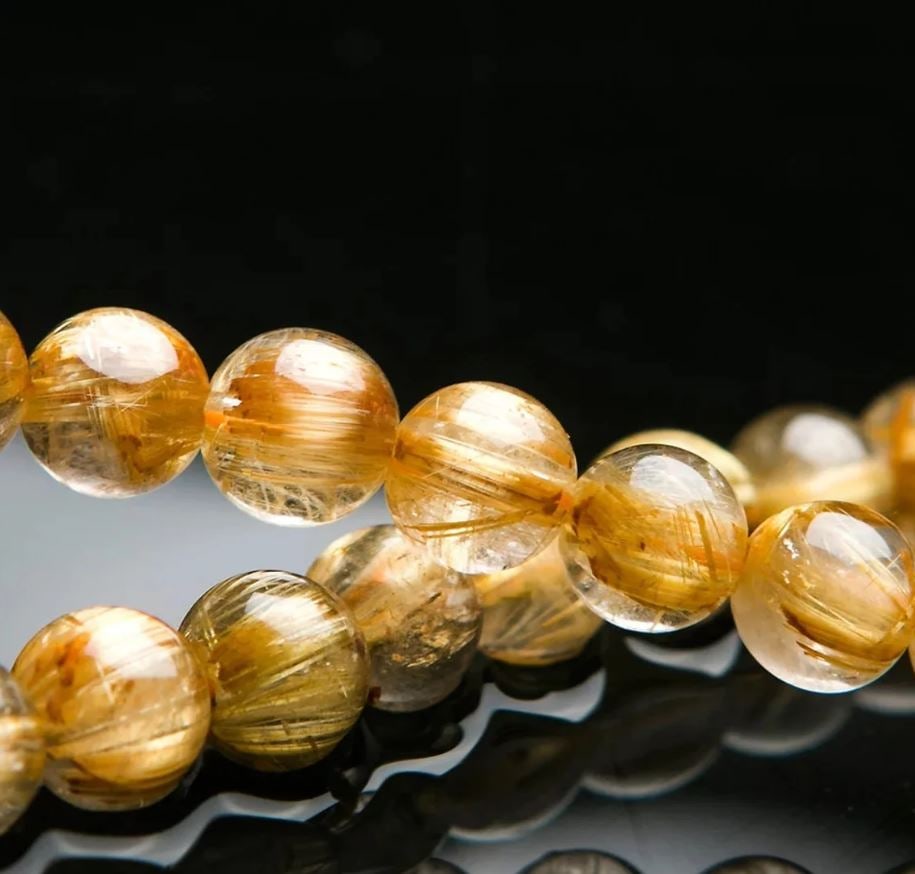 Natural Gold Rutilated Quartz Crystal Bracelet - 2