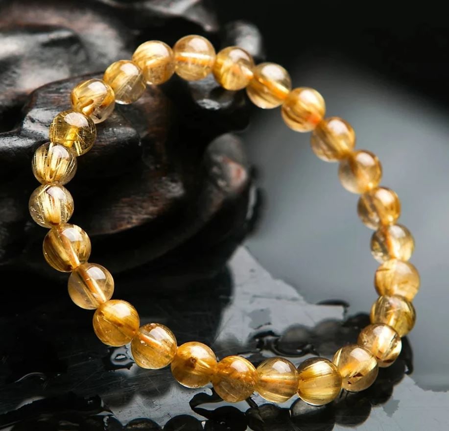 Natural Gold Rutilated Quartz Crystal Bracelet - 4
