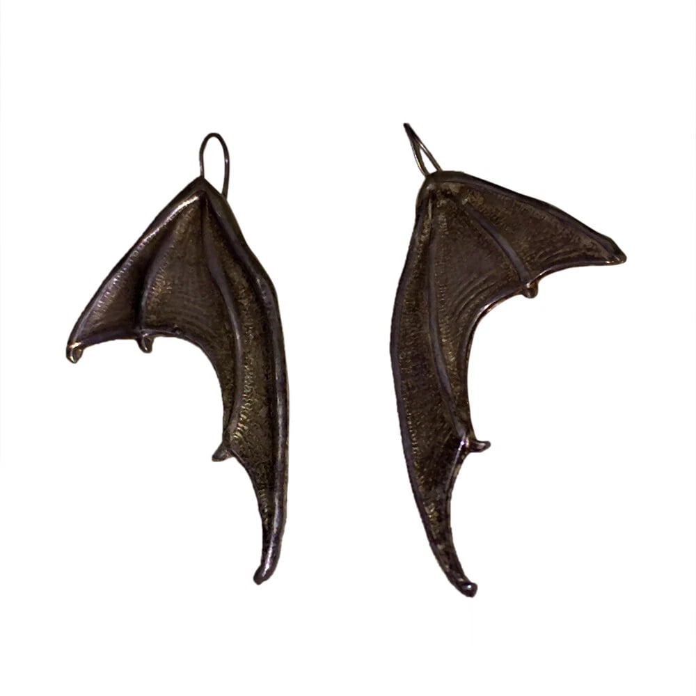 Sterling Silver Bat Wing Earrings Alberto Juan - 4