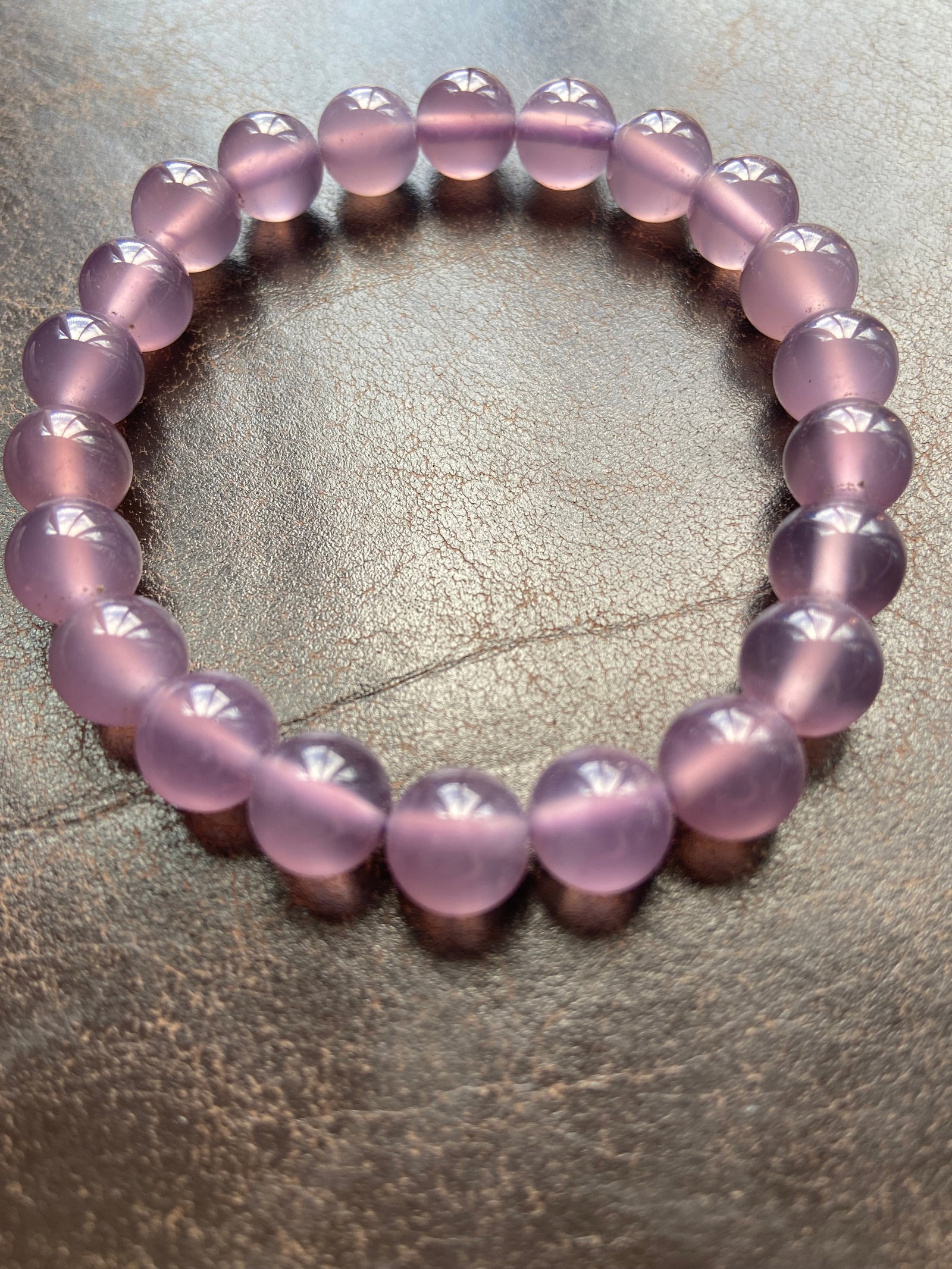 8mm Natural Smoke Purple Chalcedony Jade Beaded Bracelet - 2