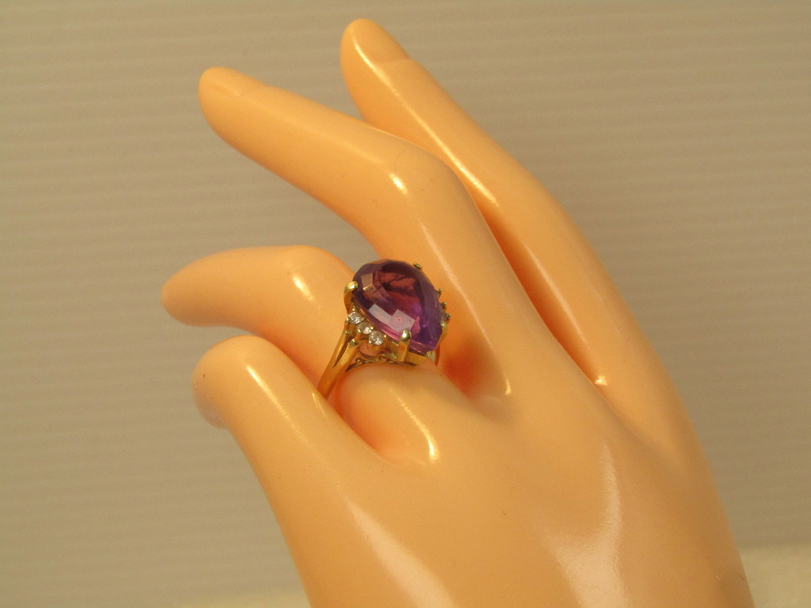 Vintage 14kt Amethyst Diamond Ring, 6.41 CTW Sz - 10