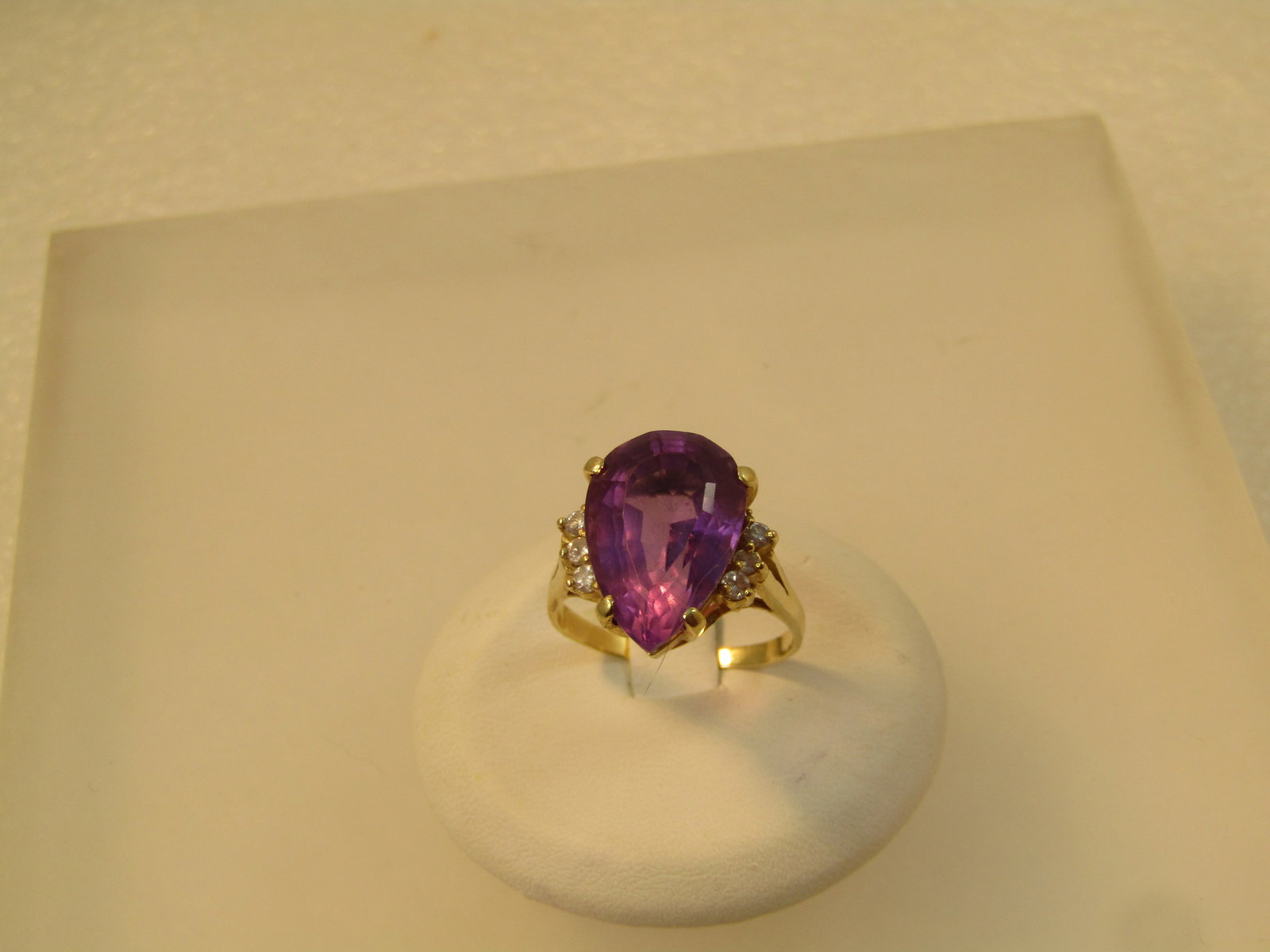 Vintage 14kt Amethyst Diamond Ring, 6.41 CTW Sz - 2