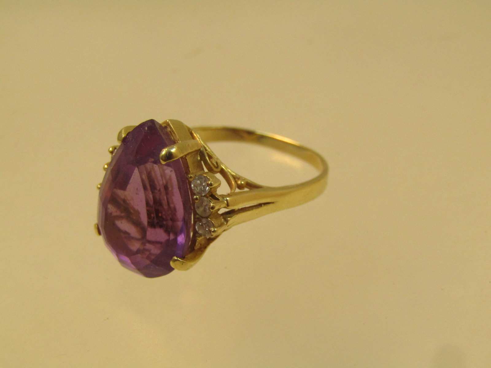 Vintage 14kt Amethyst Diamond Ring, 6.41 CTW Sz - 7