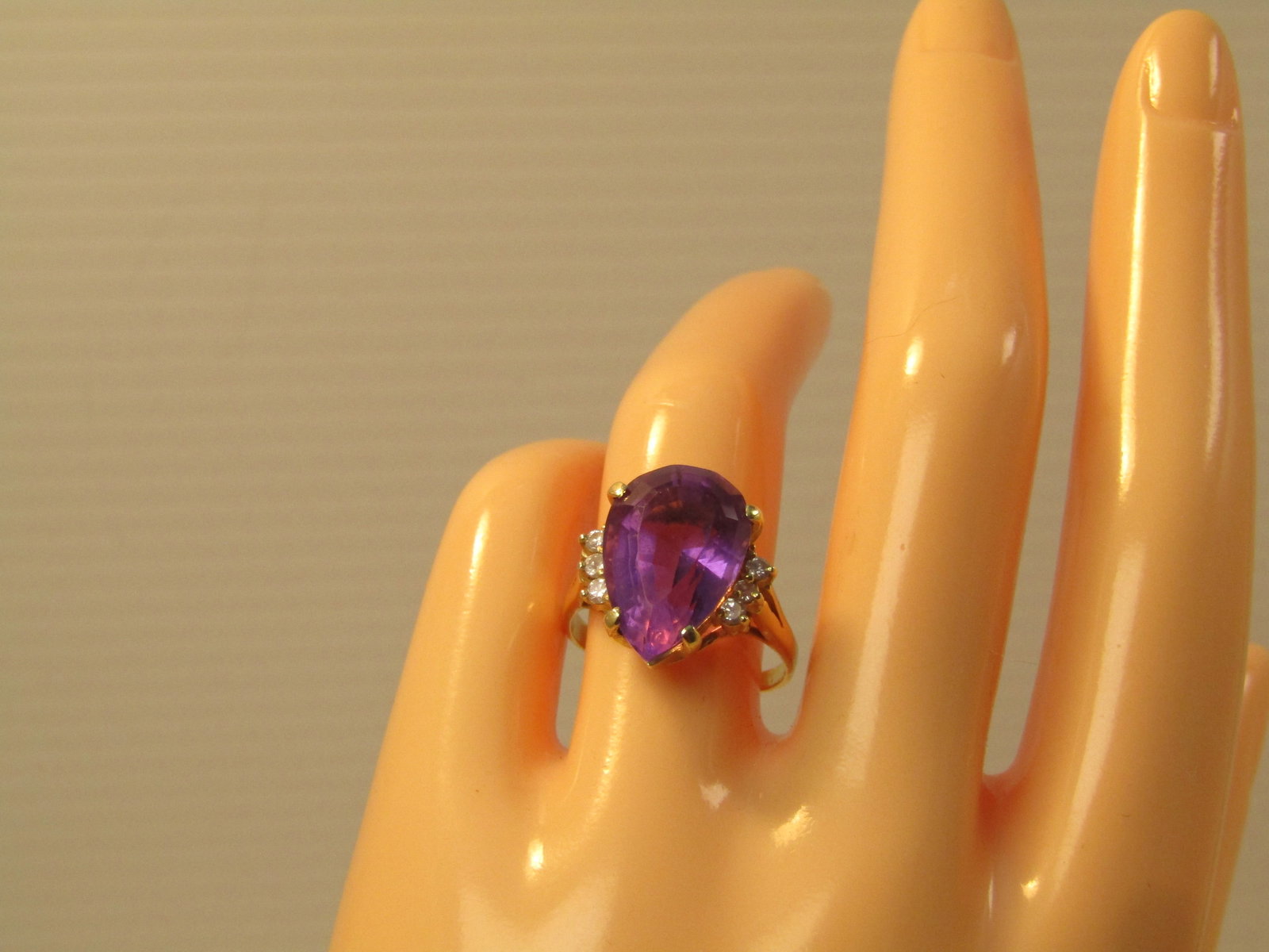 Vintage 14kt Amethyst Diamond Ring, 6.41 CTW Sz - 8