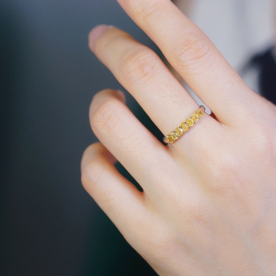 14K GOLD 0.70 CT NATURAL YELLOW DIAMOND RING - 5
