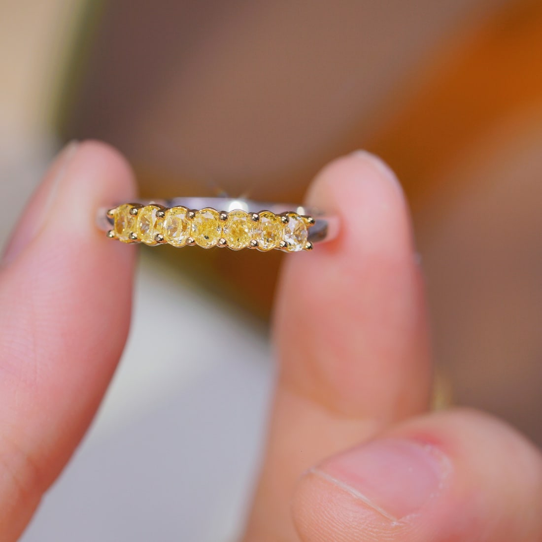 14K GOLD 0.70 CT NATURAL YELLOW DIAMOND RING - 6