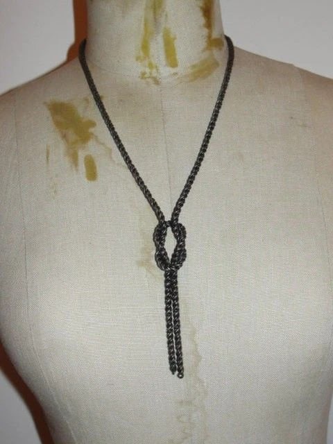 Sterling Silver Nautical Knot Tassel Necklace Unisex - 3