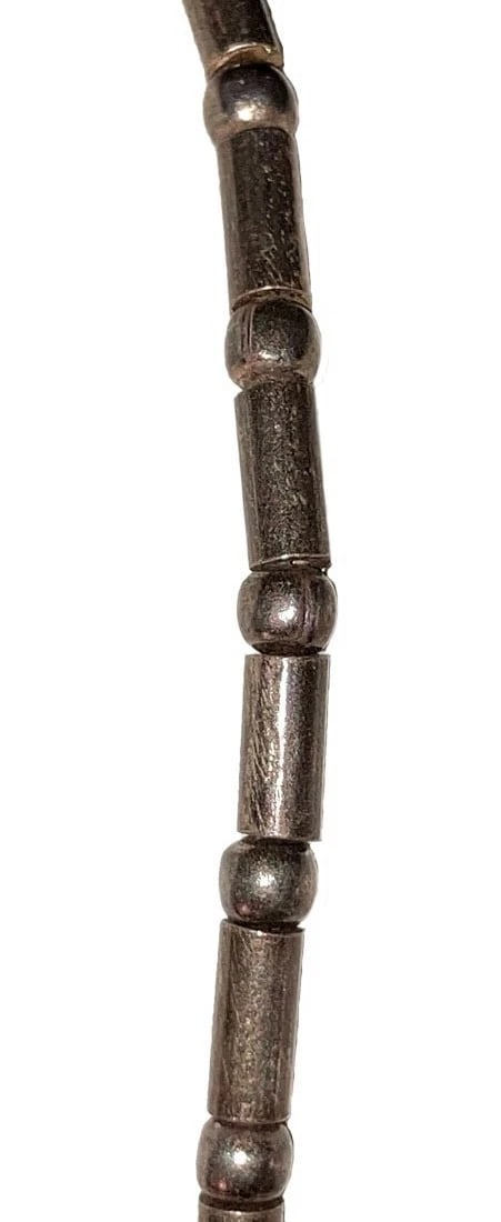 Hand Made Sterling Silver Hammered Spike Articulating Punk Bead Necklace - 6