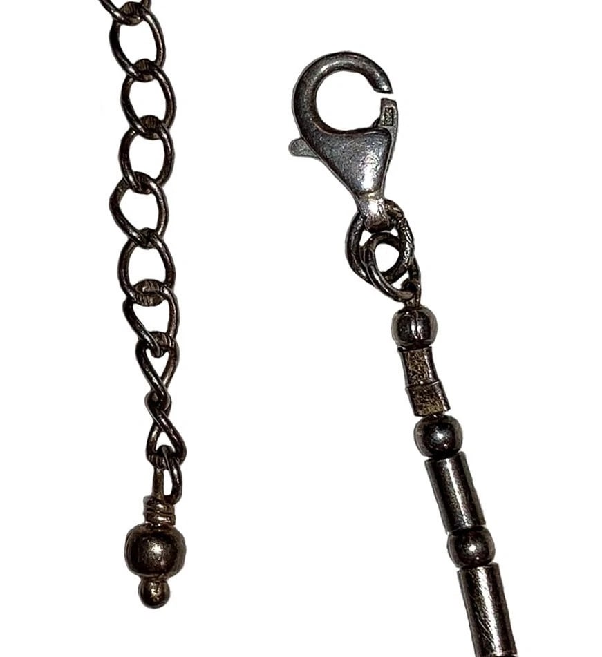 Hand Made Sterling Silver Hammered Spike Articulating Punk Bead Necklace - 7