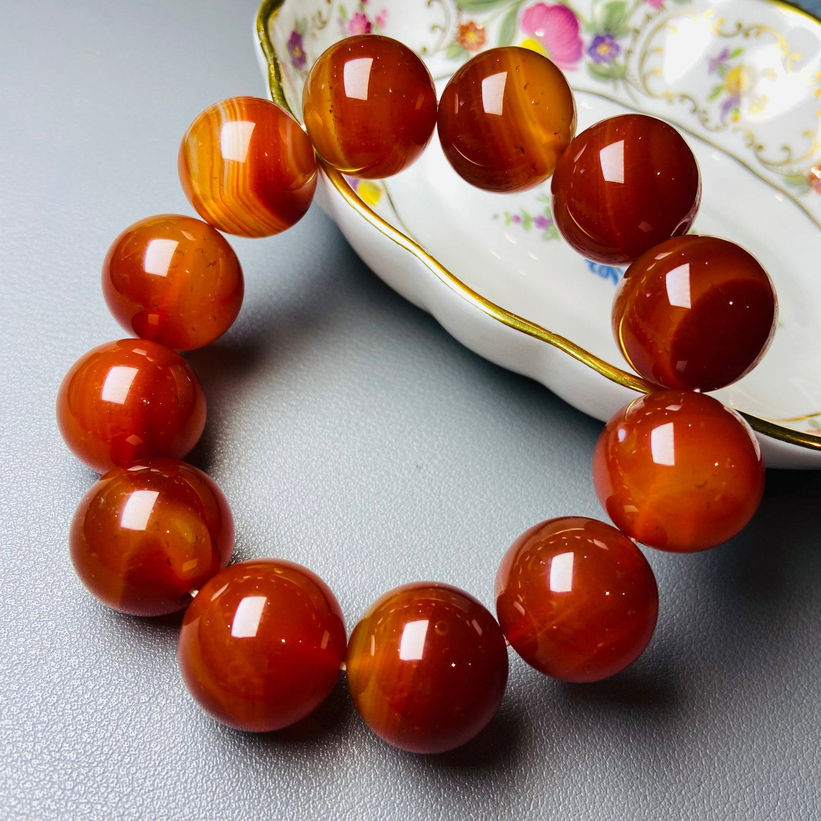 Handmade 18mm Natural Large China Baoshan Red Carnelian bracelet - Very exclusive - Certified - 3