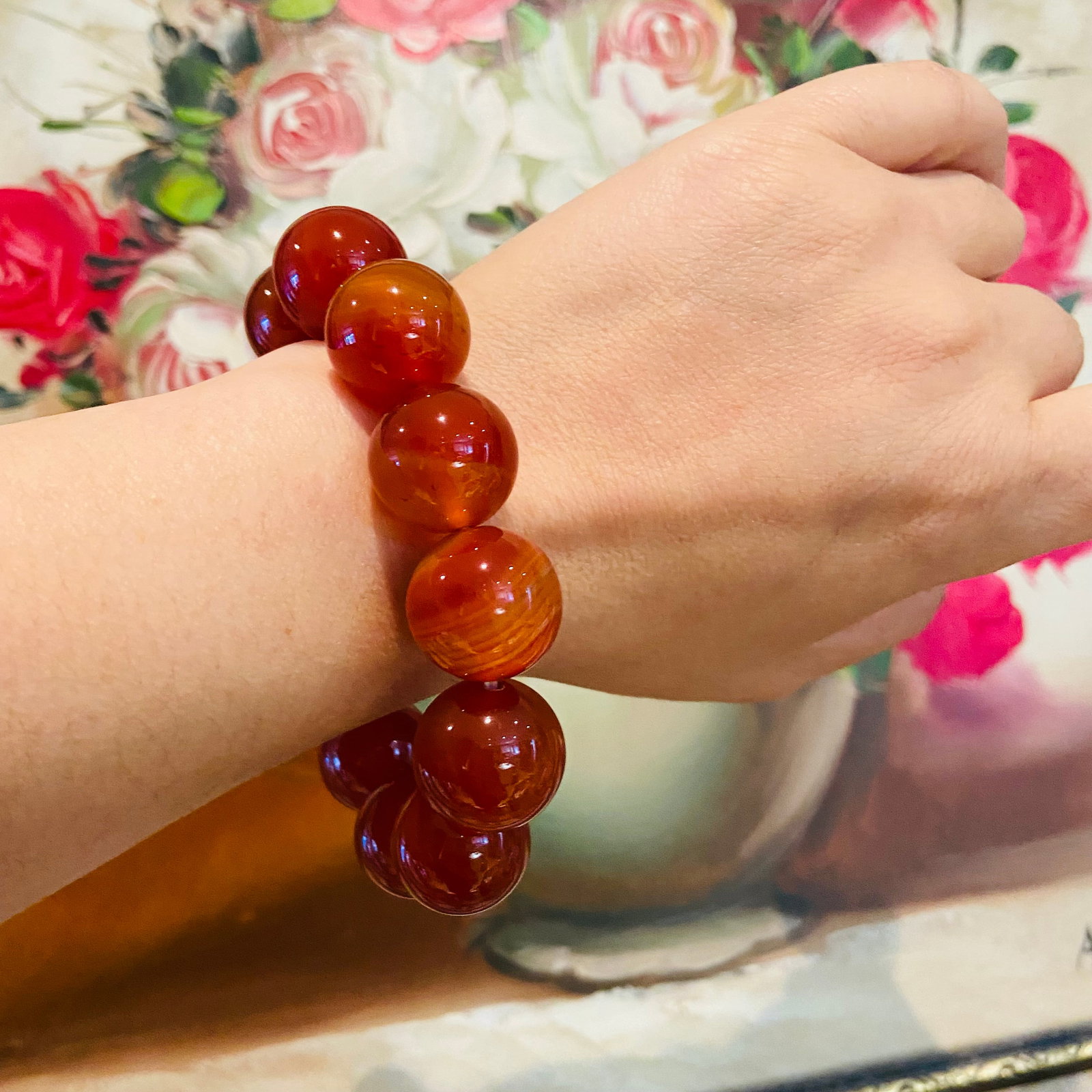Handmade 18mm Natural Large China Baoshan Red Carnelian bracelet - Very exclusive - Certified - 4