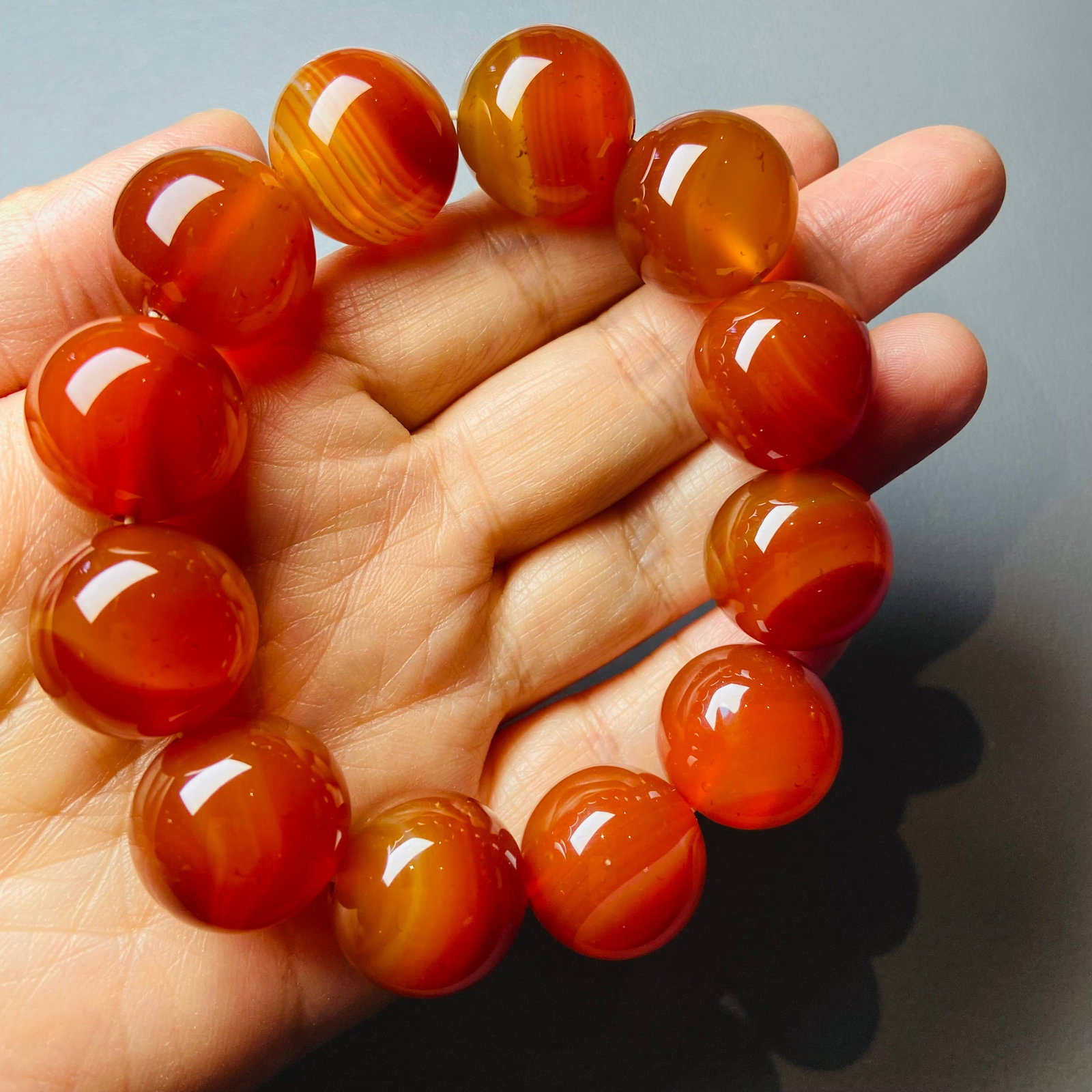 Handmade 18mm Natural Large China Baoshan Red Carnelian bracelet - Very exclusive - Certified - 5