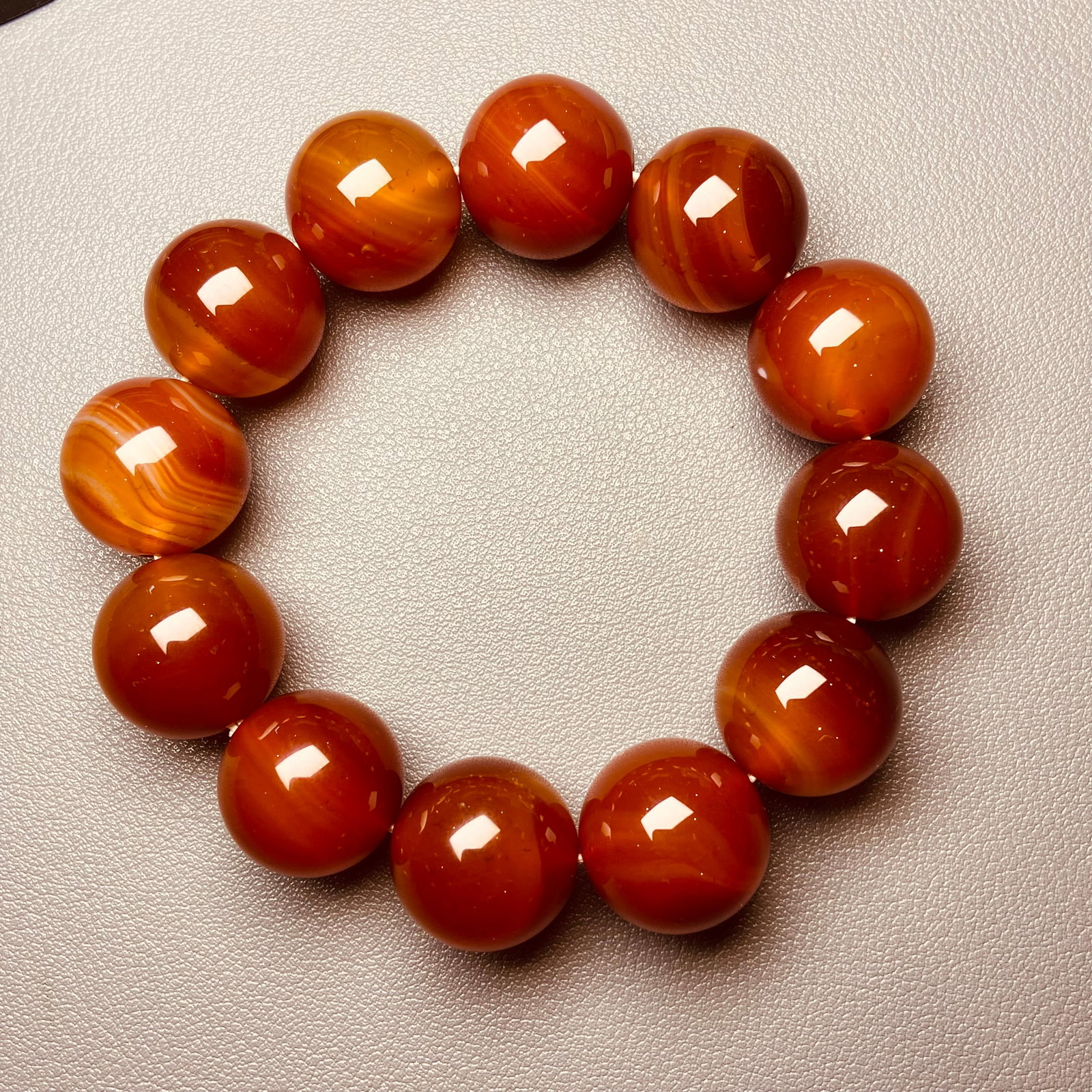 Handmade 18mm Natural Large China Baoshan Red Carnelian bracelet - Very exclusive - Certified - 6