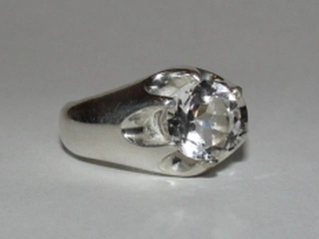 Men's Sterling Silver Rock Crystal Pinky Ring Alberto Juan - 2