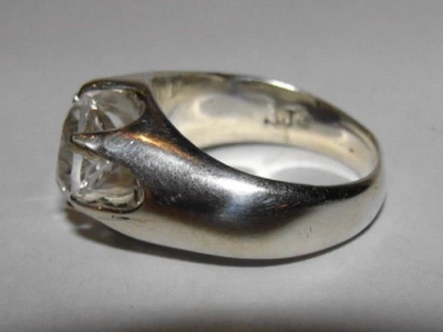 Men's Sterling Silver Rock Crystal Pinky Ring Alberto Juan - 4