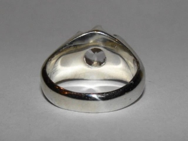 Men's Sterling Silver Rock Crystal Pinky Ring Alberto Juan - 5