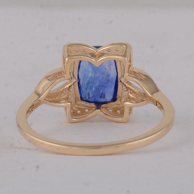 2.44 Ct Cushion Sapphire 9K Gold Ring - 3