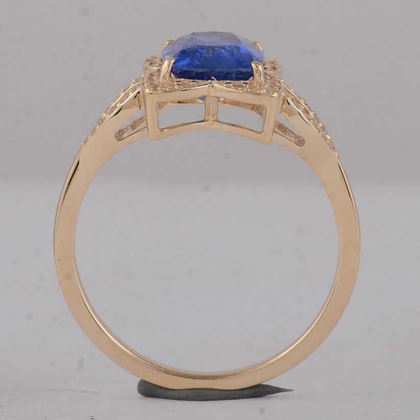 2.44 Ct Cushion Sapphire 9K Gold Ring - 4