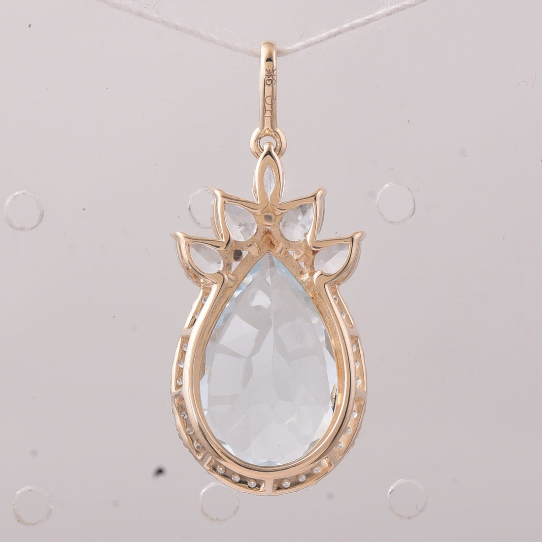 4.68 Ct Pear Aquamarine 9K Gold Pendant - 2