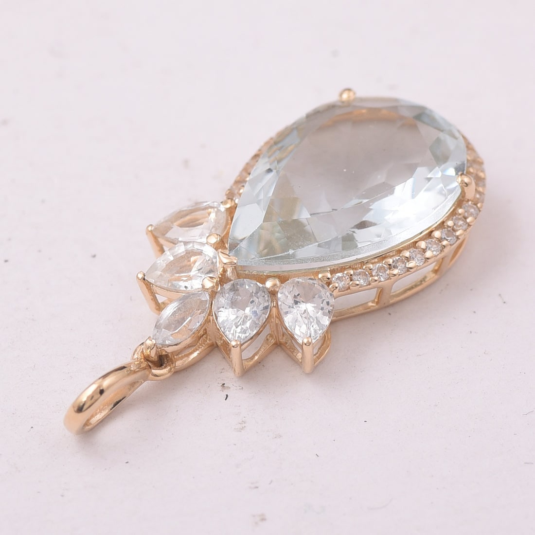 4.68 Ct Pear Aquamarine 9K Gold Pendant - 3