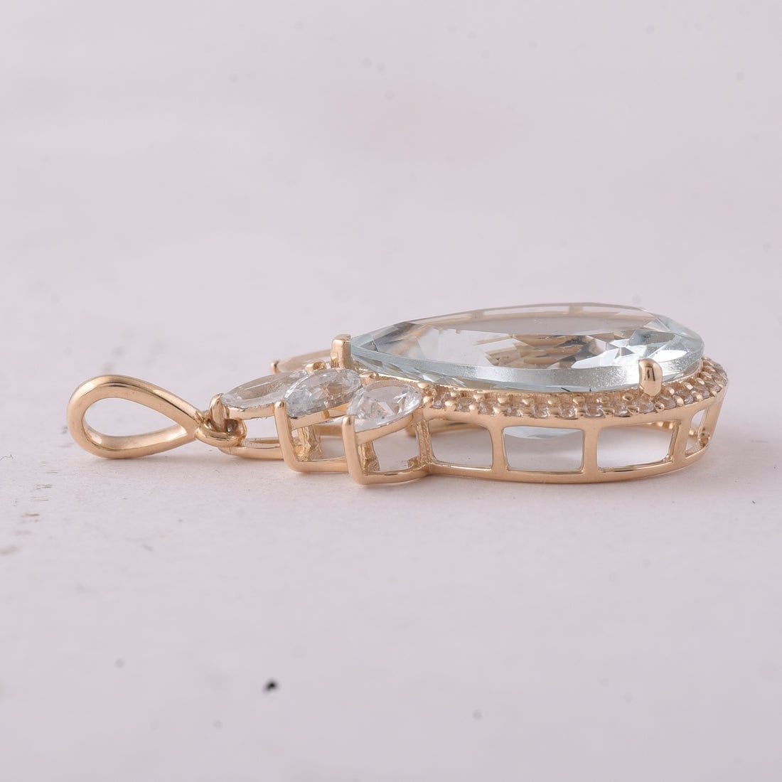 4.68 Ct Pear Aquamarine 9K Gold Pendant - 4