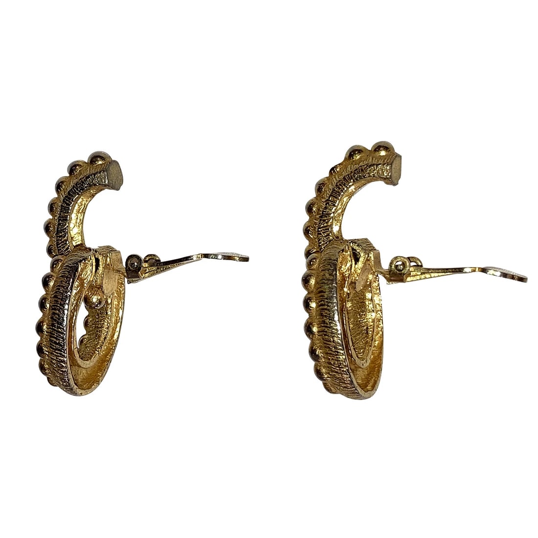 Kenneth Lane Gold Tone Textured Door Knocker Hoop Dangle Earrings - 4