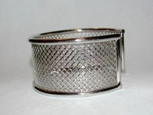 Sterling Silver Fish Net Cut Out Cuff Bracelet - 3