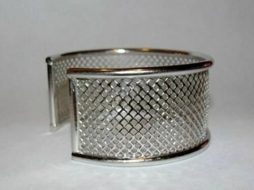 Sterling Silver Fish Net Cut Out Cuff Bracelet - 4
