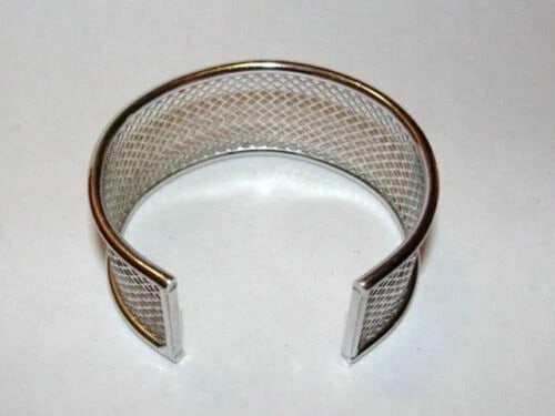 Sterling Silver Fish Net Cut Out Cuff Bracelet - 5