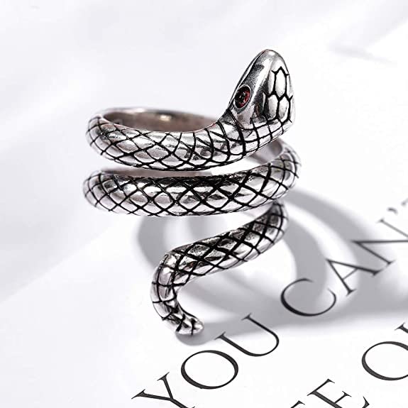Vintage Snake 925 Silver Gothic Punk Ring - 2