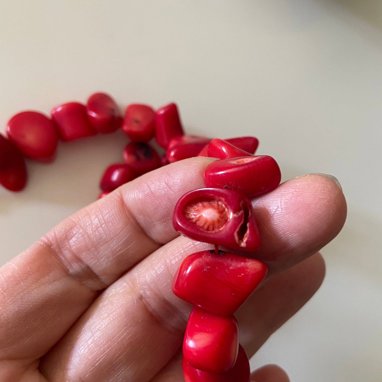 Antique Red Coral Statement Necklace Heavy - 7