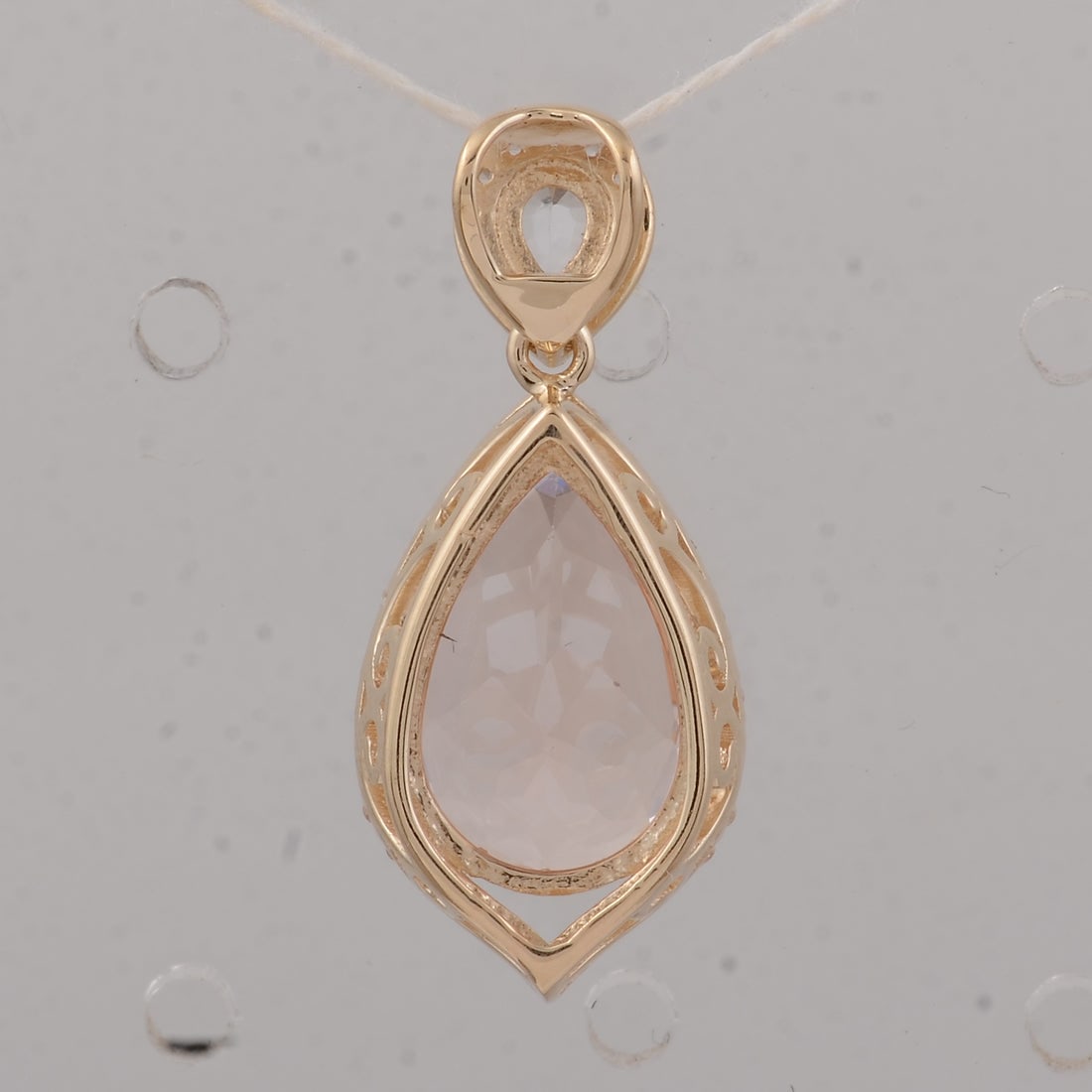 3.31 Ct Pear Morganite 9K Gold Pendant - 2