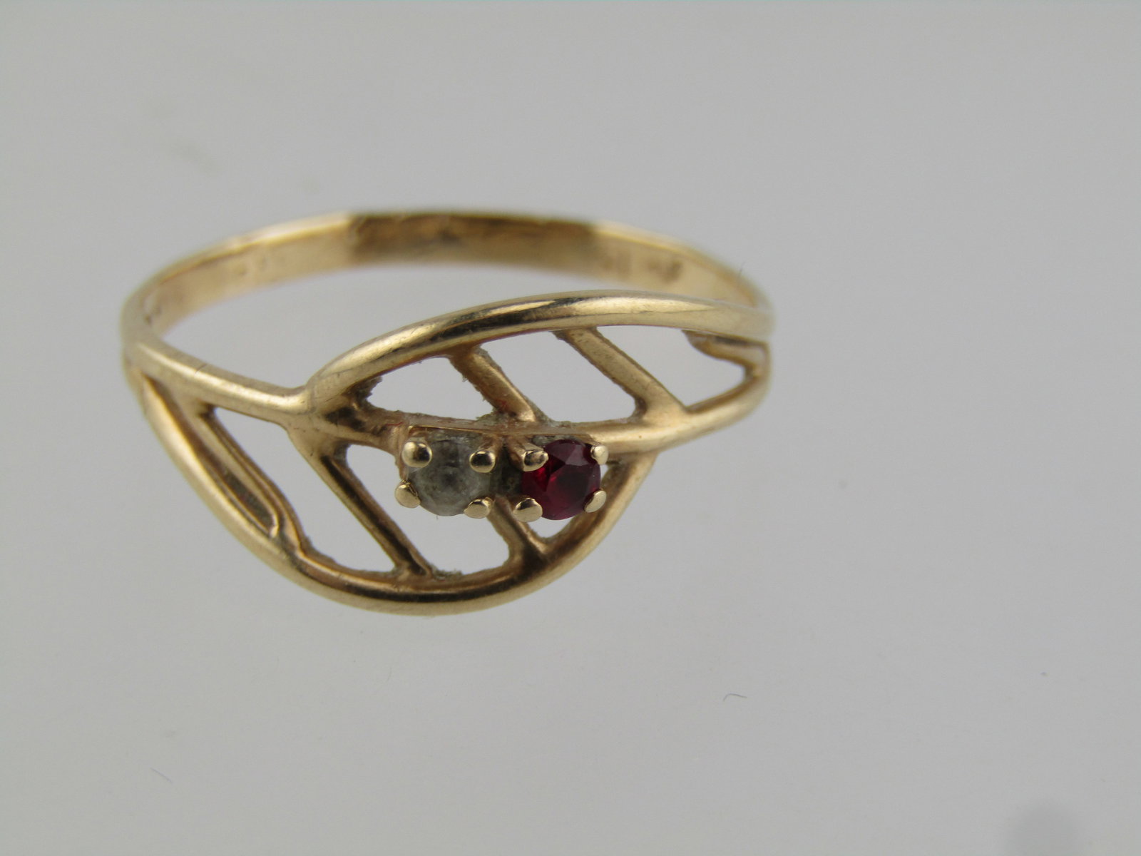 Vintage 10kt Red Spinnel Clear Stone Ring, Sz. 9.25, 1960's-1970's - 4