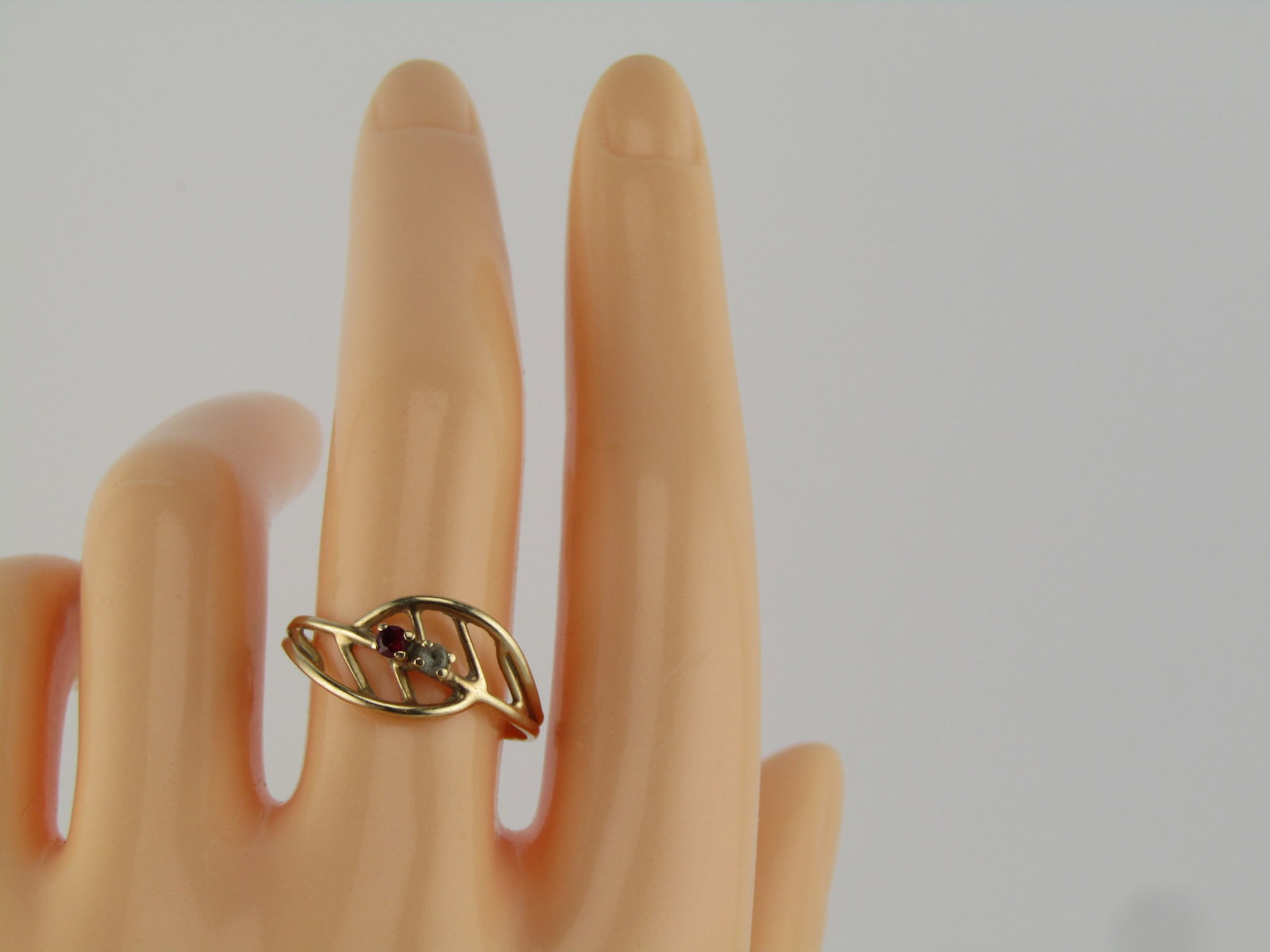 Vintage 10kt Red Spinnel Clear Stone Ring, Sz. 9.25, 1960's-1970's - 7