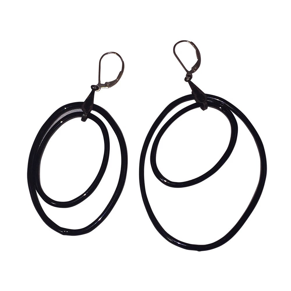 Alberto Juan French Jet Sterling Hoop Dangle Earrings - 4