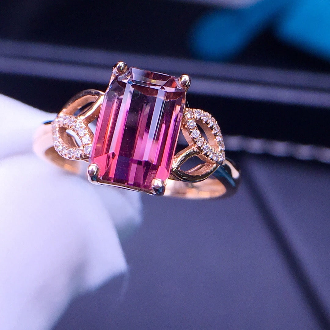 14K GOLD 3.3 CT NATURAL TOURMALINE & DIAMOND RING - 3