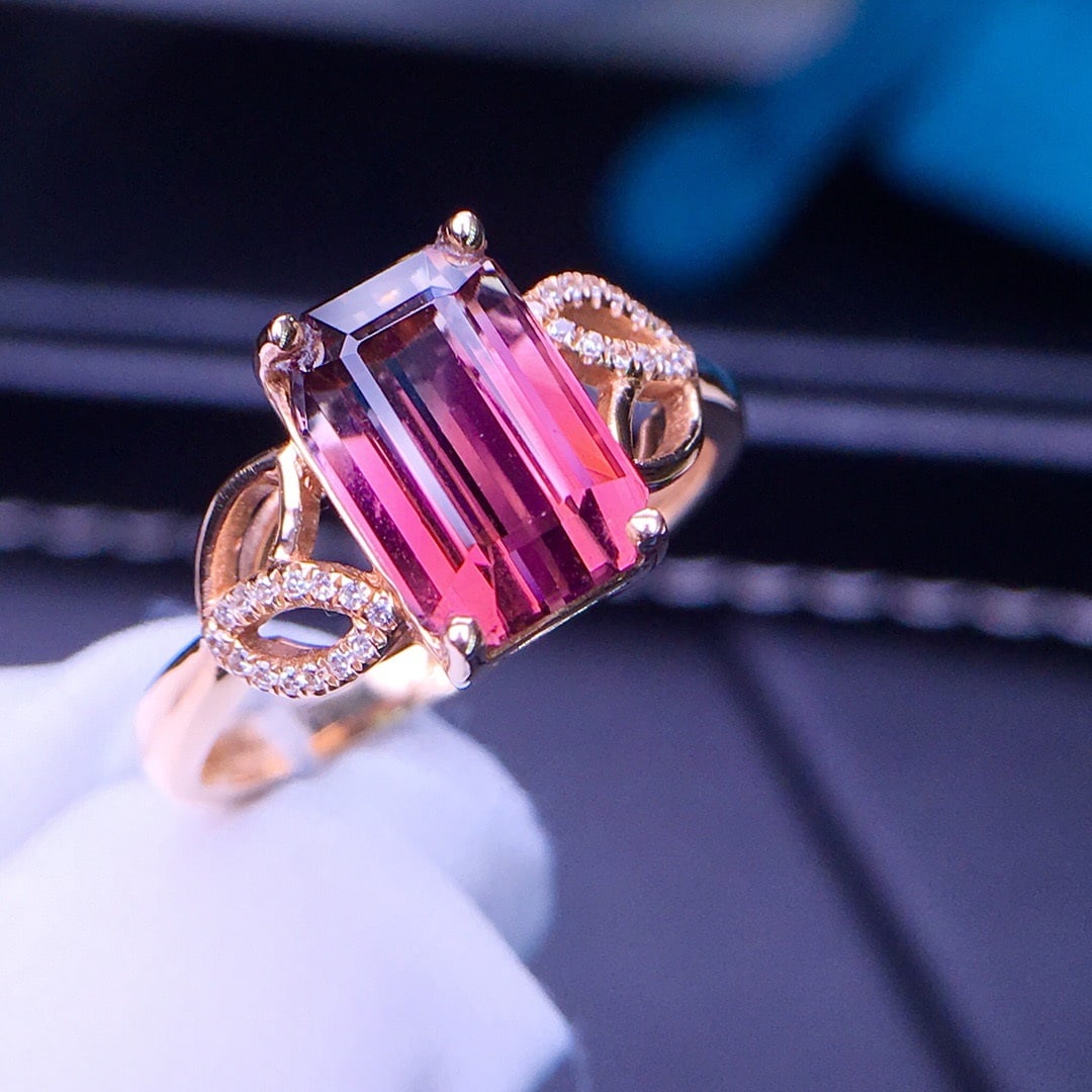 14K GOLD 3.3 CT NATURAL TOURMALINE & DIAMOND RING - 4