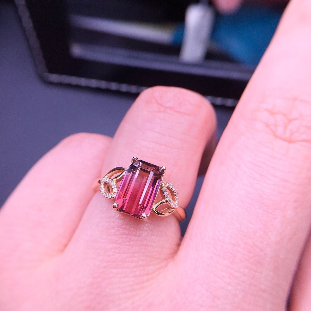 14K GOLD 3.3 CT NATURAL TOURMALINE & DIAMOND RING - 6