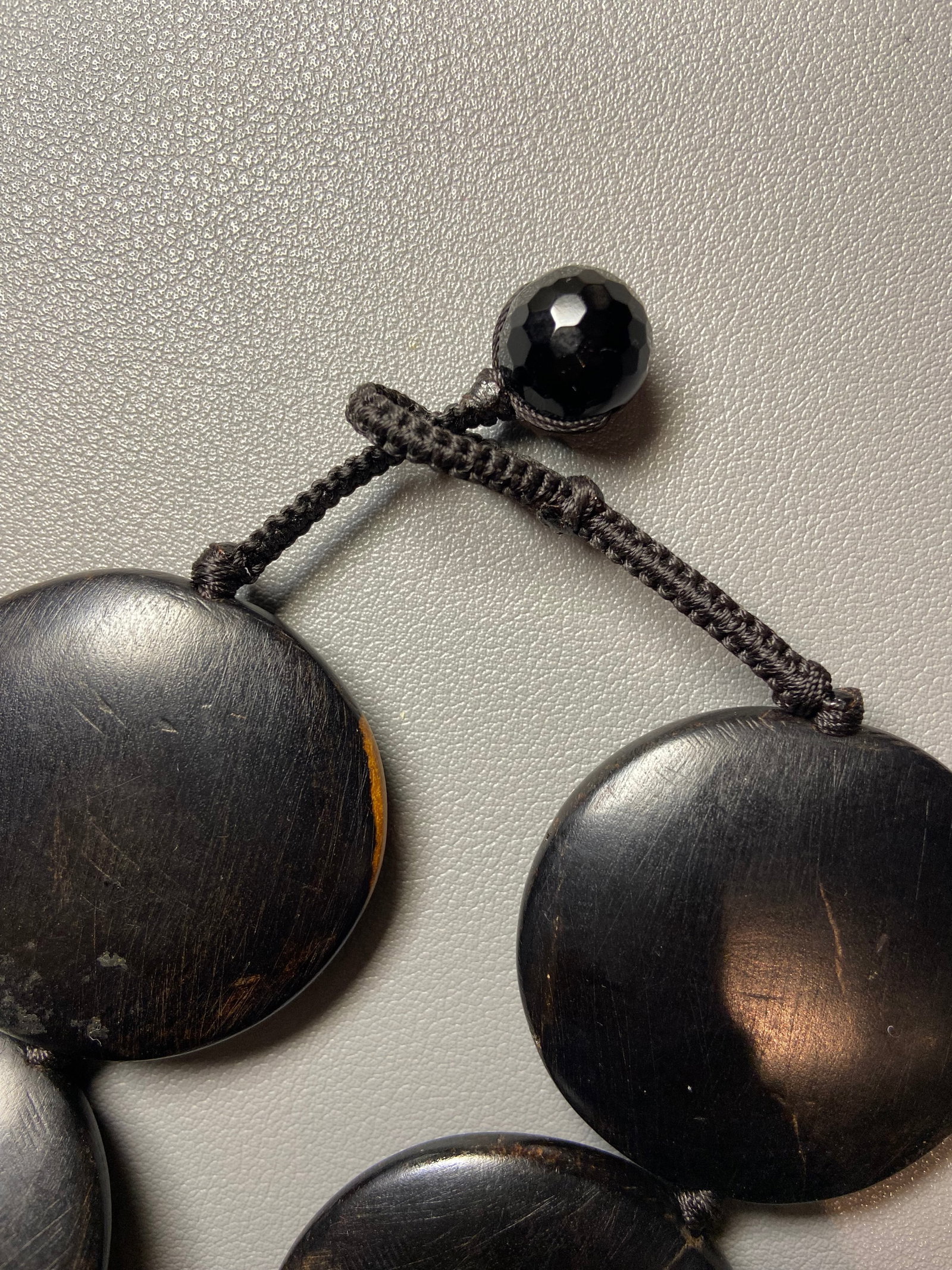 Huge Black Ebony Disc Beads African Tribal Statement Necklace - 4