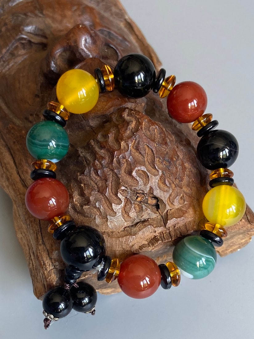 Chakra Natural Gemstone Chalcedony Yoga Bracelet: Title: Chakra Natural Gemstone Chalcedony Yoga Bracelet Description:Chakra Natural Gemstone Beads Colourful Agate Elastic Bangle Jewelry Yoga Energy Protection Reiki Pray Charm Gift for Friend