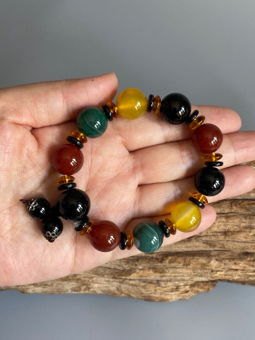 Chakra Natural Gemstone Chalcedony Yoga Bracelet - 2