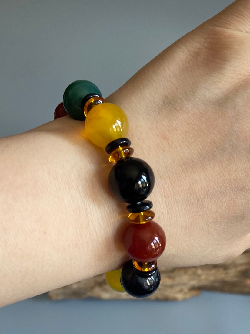 Chakra Natural Gemstone Chalcedony Yoga Bracelet - 4