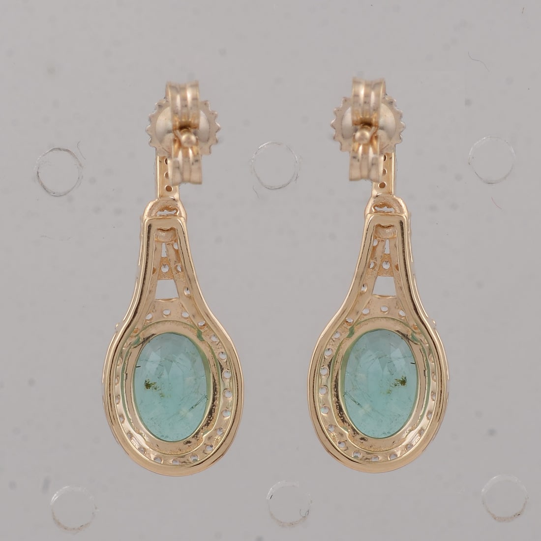 2.10 Ct Oval Emerald 9K Gold Earrings - 4