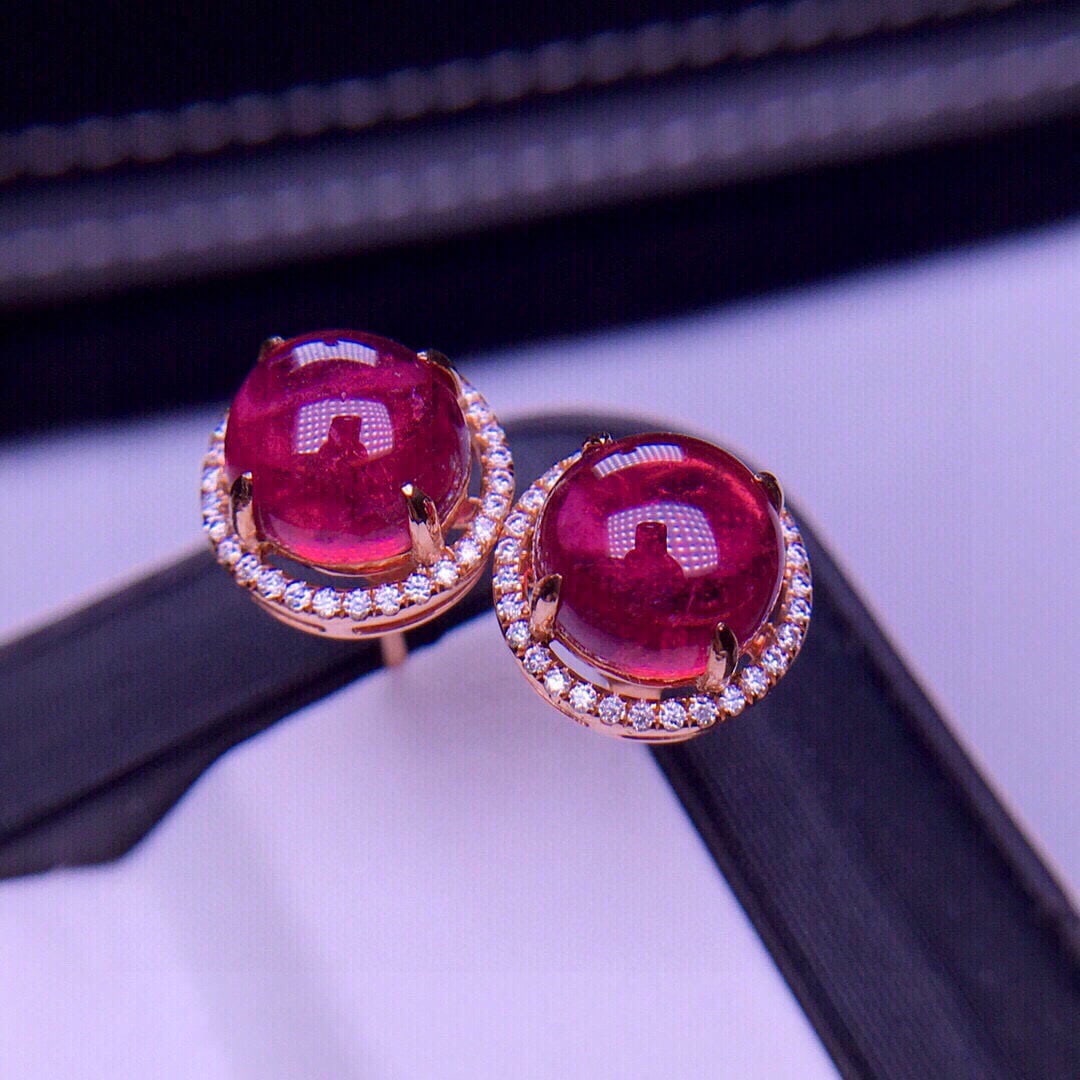 14K GOLD 5.2 CT NATURAL TOURMALINE & DIAMOND EARRINGS - 3
