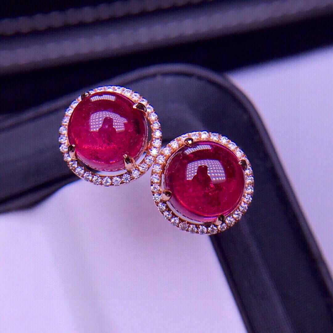 14K GOLD 5.2 CT NATURAL TOURMALINE & DIAMOND EARRINGS - 4