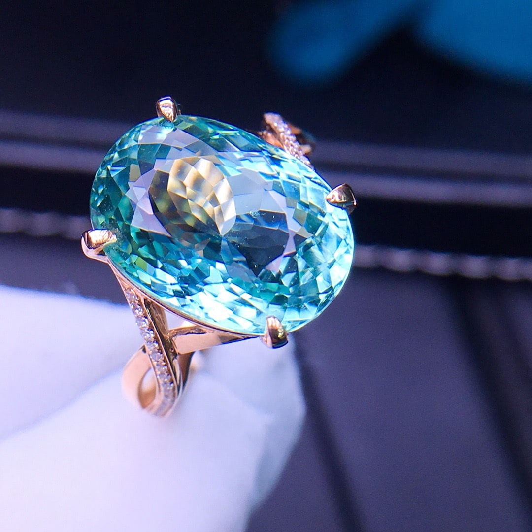 14K GOLD 8.5 CT NATURAL TOURMALINE & DIAMOND RING - 3